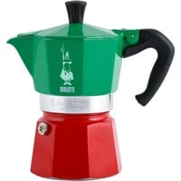 Bialetti Moka Express Tricolore, Espressomaschine grün/rot, 3 Tassen