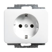 Busch-Jaeger Steckdosen-Einsatz Schutzkontakt mit Steckanschluss 2-polig alpha Studioweiss hochglanz weiß (glänzend), Retail