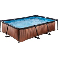 Exit Toys Wood Pool, Frame Pool 300x200x65cm, Schwimmbad braun, mit Filterpumpe