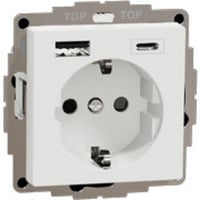 Merten Schutzkontakt Steckdose mit USB Ladegerät, Unterputz, 16 Ampere, 250 Volt, Typ F weiß (glänzend), Retail