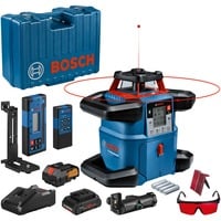 Bosch Professional Akku-Rotationslaser GRL 600 CHV Professional, 18Volt, mit Halterung blau, Akku ProCORE18V 4,0Ah, Koffer, rote Laserlinie