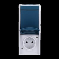 Busch-Jaeger Kombination Steckdose mit Schutzkontakt und Wippschalter Aus- und Wechselschaltung blaugrün, Retail