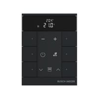 Busch-Jaeger Raumtemperaturregler mit Bedienfunktion sechsfach, Unterputz, mit LED-Anzeige, matt schwarz (matt), Retail