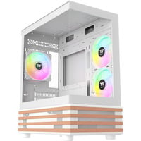 Thermaltake View 170 WS ARGB Snow White, Tower-Gehäuse weiß/holz, Tempered Glass x 2, Holz-Struktur