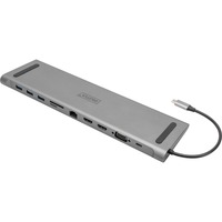 Digitus 11 Port USB-C Dockingstation silber, USB, VGA, HDMI, RJ45