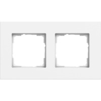 Gira Abdeckrahmen zwei fach Aluminium lackiert, Abdeckung weiß, Retail