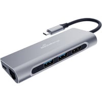 MediaRange USB Type-C 7 in 1 Multiport Adapter, Dockingstation silber, USB-A, USB-C, HDMI, PD, RJ45