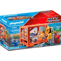 PLAYMOBIL 70774 City Action Containerfertigung, Konstruktionsspielzeug 