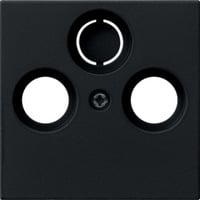 Gira Abdeckung für Koaxial-Antennensteckdose, matt lackiert, mit drittem Loch ausbrechbar, Zentralplatte schwarz (matt), Retail