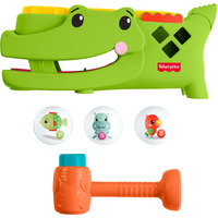 Mattel Sitz- und Klopf-Rolligator Aktivitätsspielzeug mit 3 Bällen und 1 Hammer 