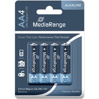 MediaRange Premium Alkaline Batterien, Mignon AA|LR6|1.5V, 4er 4 Stück, AA