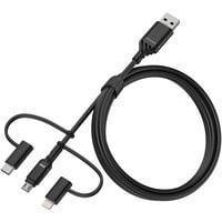 Otterbox USB 2.0 Kabel, USB-A Stecker > Micro-USB + USB-C + Lightning Stecker schwarz, 1 Meter