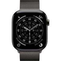 Apple Watch Series 11, Smartwatch Titan Schiefer, Titangehäuse, 46 mm, Milanaise Armband schiefer S/M, Cellular