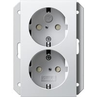 Gira Doppeldose Schutzkontakt Steckdose zweifach weiß, Retail