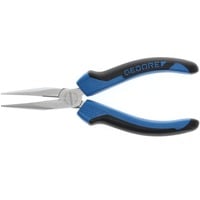 GEDORE Flachrundzange mit Schneide, 160mm, Greifzange blau/schwarz, 2-Komponentengriff, gezahnt, gerade Form