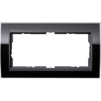 Gira Abdeckrahmen mit 2 Einheiten, Kunststoff, glänzend, Abdeckung schwarz, Retail