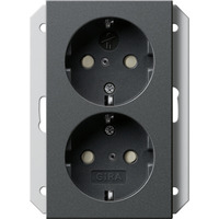 Gira Doppeldose Schutzkontakt Steckdose anthrazit, Retail