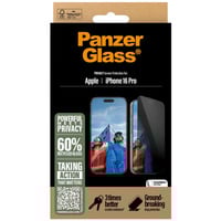 PanzerGlass Privacy Displayschutz Ultra-Wide Fit, Schutzfolie transparent, iPhone 16 Pro