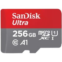 SanDisk Ultra 256 GB microSDXC, Speicherkarte grau/rot, UHS-I U1, Class 10, A1
