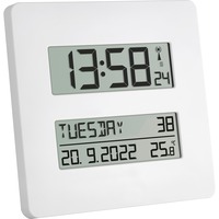 TFA Digitale Funkuhr TIMELINE mit Temperatur, Wecker weiß