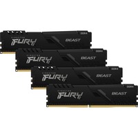 Kingston FURY DIMM 64 GB DDR4-2666 (4x 16 GB) Quad-Kit, Arbeitsspeicher schwarz, KF426C16BBK4/64, Beast, INTEL XMP