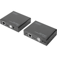 Digitus 4K HDMI HDBaseT 2.0 KVM Extender Set, HDMI Verlängerung schwarz, 100 m