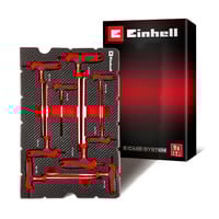 EINHELL Werkzeug-Pad T-Griff-Sechskant-Schraubendreher, in E-Case-Einleger schwarz/rot, 9-teilig, H2 - H10, Kugelkopf