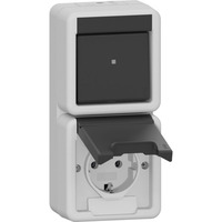 4010337092483 - Kombination Wippschalter und Schutzkontaktsteckdose Typ F 16 Ampere 250 Volt senkrecht Aufputz