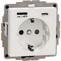 Merten Schutzkontakt-Steckdose Typ F mit USB Ladegerät und Schraubbefestigung MEG2367-0319 weiß (glänzend), Retail