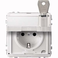 Merten Schutzkontaktsteckdose mit Klappdeckel und Beschriftungsfeld weiß, Retail