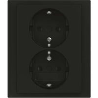 Busch-Jaeger Schutzkontakt Doppelsteckdose CEE 7/3 Typ F mit erhöhtem Berührungsschutz schwarz, Retail