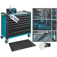 Hazet Werkstattwagen Assistent mit Sortiment XXL (179NXXL-7/352EC), Werkzeugwagen blau/schwarz, 352-teilig, inkl. DAB Radio