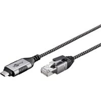 goobay Ethernet-Adapterkabel USB-C 3.2 Gen2 > RJ-45, Slim schwarz/grau, 10 Meter
