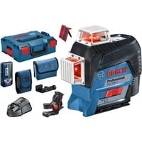 Bosch Professional Linienlaser GLL 3-80 C Professional, Laser-Empfänger LR 7, L-BOXX, Kreuzlinienlaser blau/schwarz, mit roten Laserlinien, Li-Ionen Akku 2,0Ah