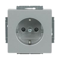 0 Steckdosen-Einsatz Schutzkontakt 2-polig plus Erde 16 Ampere 250 Volt aluminium, Retail