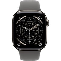 Apple Watch Series 11, Smartwatch Titan Natur, Titangehäuse, 42 mm, Sportarmband steingrau M/L, Cellular
