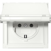 Gira Schutzkontaktsteckdose Typ F mit Klappdeckel und Beschriftungsfeld weiß, Retail