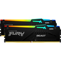 Kingston FURY DIMM 32 GB DDR5-6000 (2x 16 GB) Dual-Kit, Arbeitsspeicher schwarz, KF560C30BBEAK2-32, FURY Beast RGB, INTEL XMP, AMD EXPO