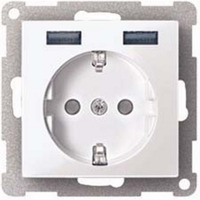Merten Schutzkontakt-Steckdose mit USB-Ladegerät, 16 Ampere, 250 Volt, Unterputz, System M weiß (glänzend), Retail