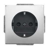 Busch-Jaeger Steckdoseneinsatz Typ 20 EUCKS-866, Steckdose CEE 7/3 mit Erdungsclips, 16 Ampere, 250 Volt edelstahl, Retail