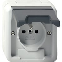 Gira Steckdose mit Erdungsstift Klappdeckel und erhöhtem Berührungsschutz grau, Retail
