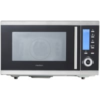 MD 15501 Mikrowelle Edelstahl Schwarz 900 W Timerfunktion Antihaftbeschichtung Grillfunktion mit Display