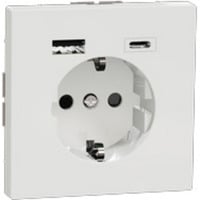 Merten Schutzkontakt Steckdose mit USB Ladegerät Typ MEG2367-6035, Unterputz, 16 Ampere, 250 Volt weiß (glänzend), Retail