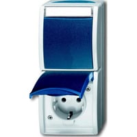 Busch-Jaeger Kombination Schutzkontakt Steckdose mit Wippschalter Wechselschalter grau, Retail