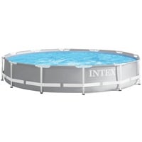 Intex Frame Pool Set Prism Rondo 126712GN, Ø 366 x 76cm, Schwimmbad grau/blau, Kartuschen-Filteranlage 28604GS