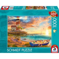 Schmidt Spiele Sonnenuntergang in der Leuchtturm-Bucht, Puzzle 1000 Teile