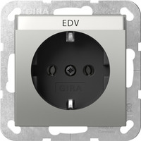 Gira Schutzkontaktsteckdose Typ F 16 Ampere 250 Volt mit Beschriftungsfeld Edelstahl edelstahl, Retail