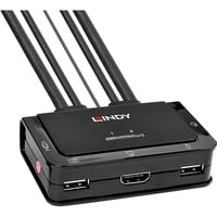 Lindy 2 Port Kabel KVM Switch, HDMI 4K60, USB 2.0 & Audio, KVM-Switch schwarz