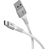 goobay Supersoftes USB 2.0 Textilkabel, USB-A Stecker > USB-C Stecker weiß, 1 Meter