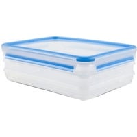 Emsa CLIP & CLOSE Aufschnittbox-System 1,0 Liter, 4-teilig, Dose transparent/blau, rechteckig